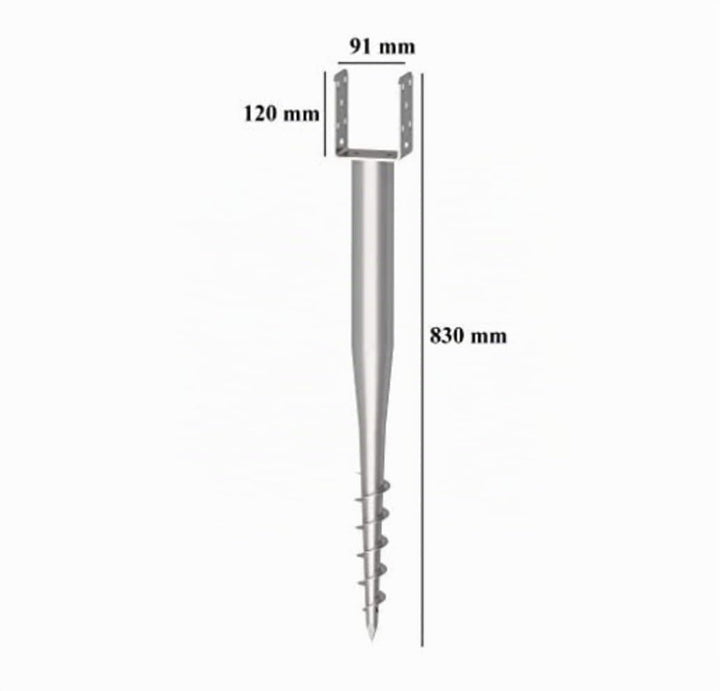 Krinner Bodenhülse U-Fix 91 (Eindrehbodenhülse für Kanthölzer, Pfostenträger, Länge 830 mm, für Holz