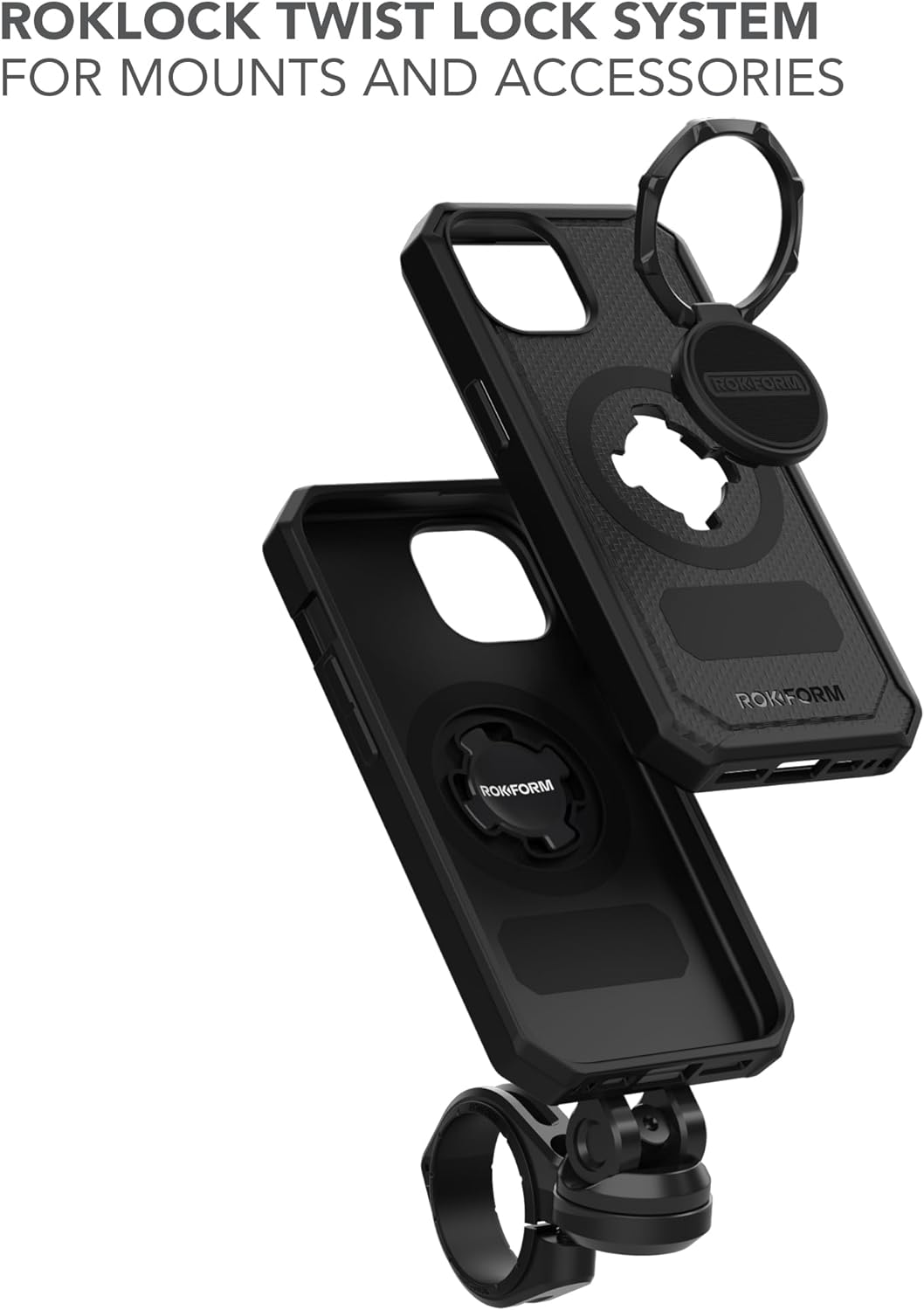 ROKFORM - iPhone 15 Hülle, Rugged Serie, magnetisch, iPhone 15 Hülle mit RokLock Drehverschluss, sch