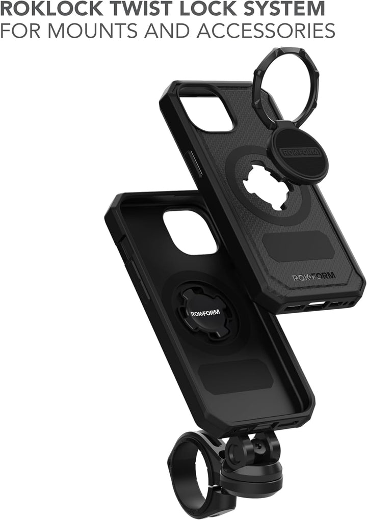 ROKFORM - iPhone 15 Hülle, Rugged Serie, magnetisch, iPhone 15 Hülle mit RokLock Drehverschluss, sch