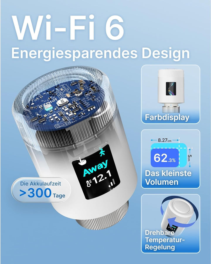 WLAN Heizkörperthermostat TRV901W – Smart Heizungsthermostat mit App & Alexa, Thermostat Heizung ohn