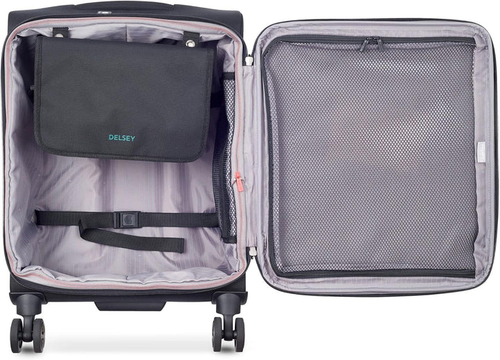 DELSEY PARIS - HELIUM DLX - Weicher Slim-Kabinenkoffer - 55x40x20 cm - 35 Liter - S - Schwarz S Schw