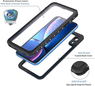 Lanhiem für iPhone XR Hülle, [IP68 Zertifiziert Wasserdicht] 360 Grad Handyhülle, Stossfest Staubdic