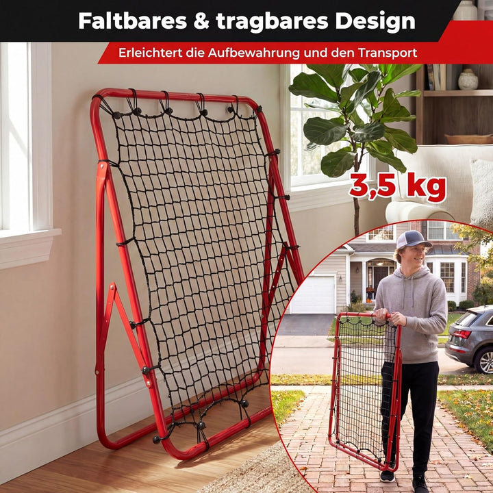 COSTWAY Rebounder für Fussball, 100 x 100 cm Rebound Netz faltbar mit verstellbaren Winkeln, Fussbal