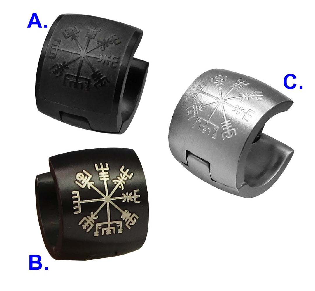 Kikuchi Ohrringe Titan Stäbchen Edelstahl Klapp Creolen 10mm Extra-Breit Schwarz Matt Gelasert Vegví