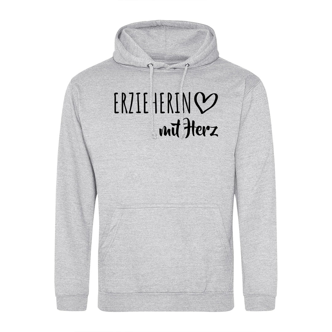 huuraa Unisex Hoodie Erzieherin mit Herz Pullover Vegan Grösse XXL Heather Grey mit Motiv für die to