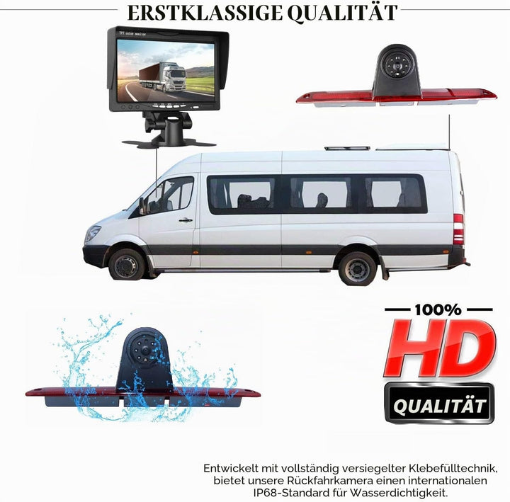 CoolinDT Dritte Dachmontage-Bremsleuchte, Bremsleuchte, Rückfahrkamera mit 4,3-Zoll-Monitor zur Arma
