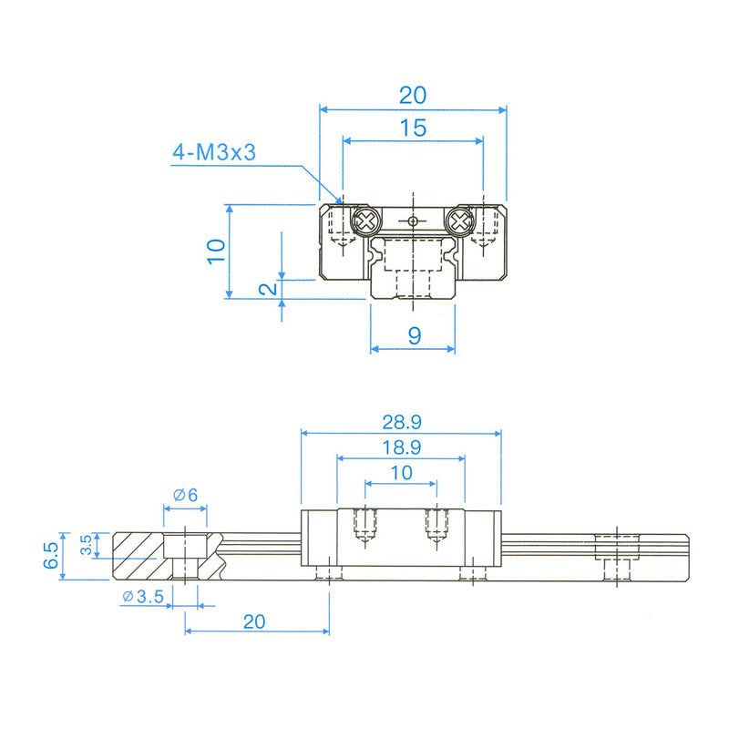 Twotrees MGN9C Mini Linearführungen, Linear Schiebe Gide mit 1 Carriage Block Linearführungen für DI