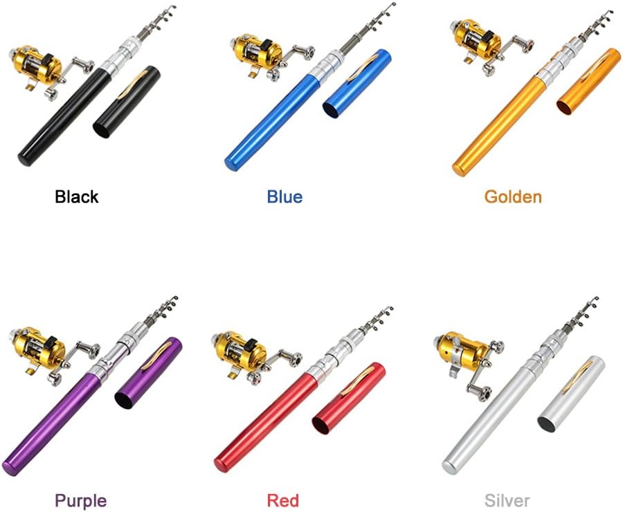 Lixada Mini Angel Reel Combo Kit, Pen Angelrute + Fishing Wheel + Angelschnur + Weiche Köder + Hooks