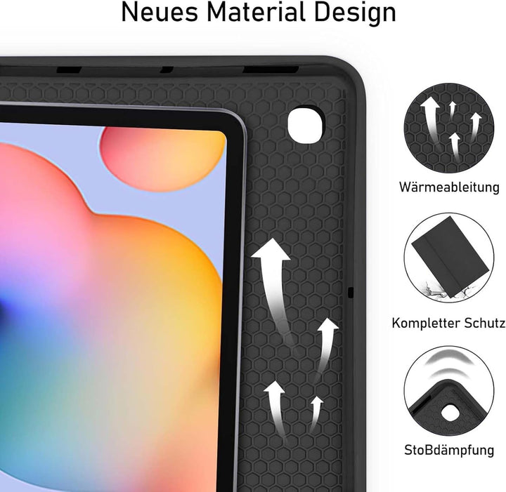 Tastatur Hülle für Samsung Galaxy Tab S6 Lite 10,4 Zoll (2024/2022/2020), Deutsches QWERTZ Magnetisc