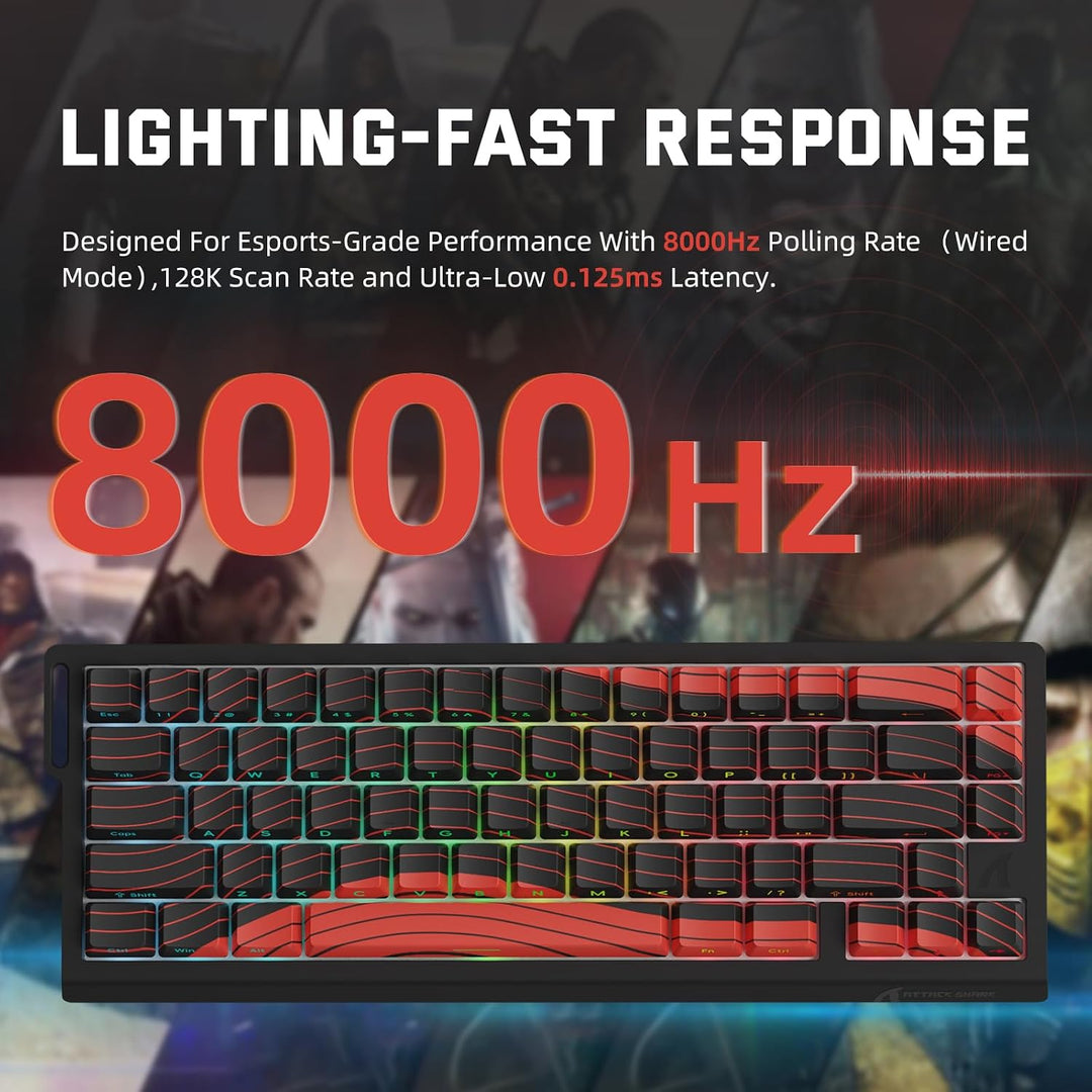 ATTACK SHARK 3-in-1 Kabellose X68PRO HE-Tastatur&X11-Gaming-Maus&Spiral-C01PRO-Kombination,BT/2,4G/W