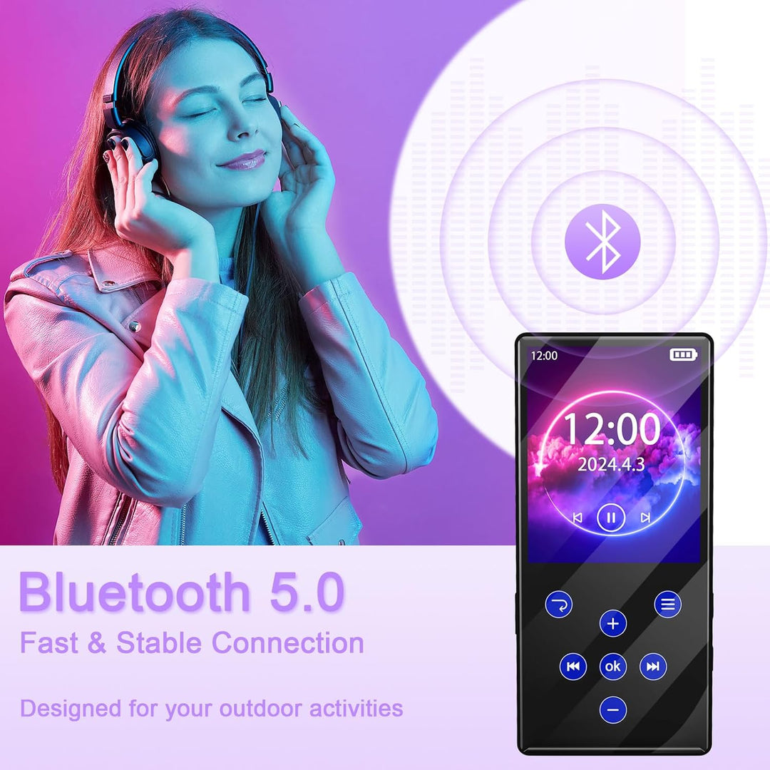 128GB MP3 Player mit Bluetooth MP3-Player mit Eingebauter HD Lautsprecher 450mAh Akku HiFi Sound Fun