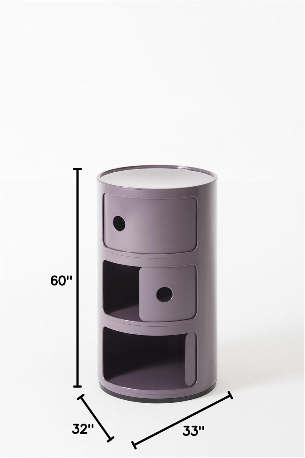 Kartell Componibili, 3 Elements, Violet, Runde Basis 3-fächer Violett, 3-fächer Violett
