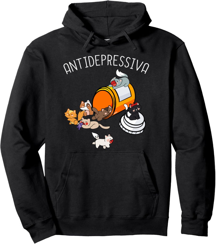 Katzen Lustig Antidepressiva Katze Kätzchen Katzenmotiv Pullover Hoodie