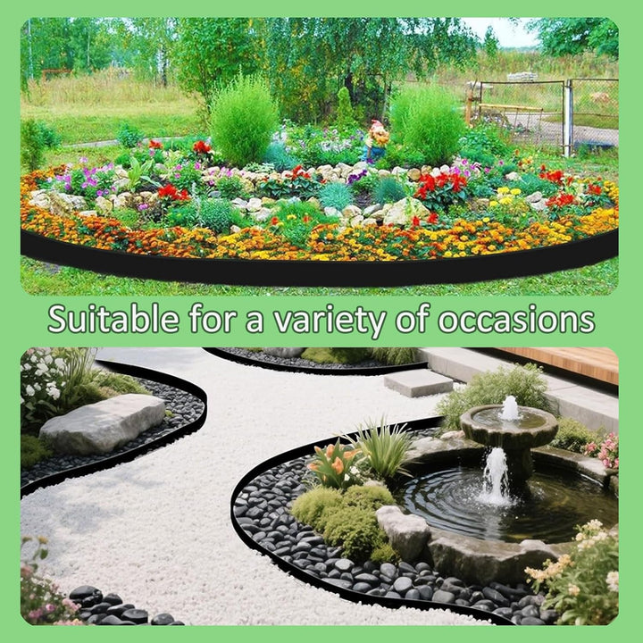 10cm x 10m Kunststoff Gartenumrandung grabefrei – Landschaftseinfassung mit 30 Erdankern – Schwarze