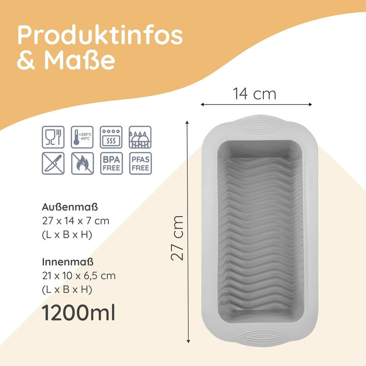 Backefix flexible Silikon Brotbackform 600g, Kastenform klein 21cm, als Kuchenform Kasten, ideal zum
