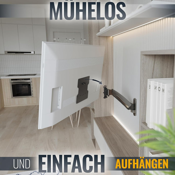 RICOO TV Wandhalterung Fernseher Schwenkbar Gasdruckfeder für 27-50 Zoll, TV Halterung S2622, Fernse