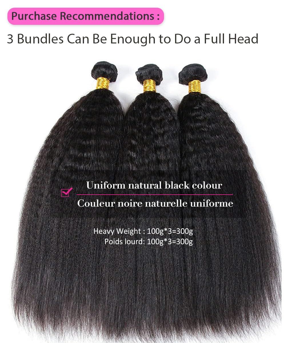 Kinky Straight Human Hair Bundles Unprocessed Yaki Human Hair 1 Bundle 16 Zoll 100% Brasilianische H