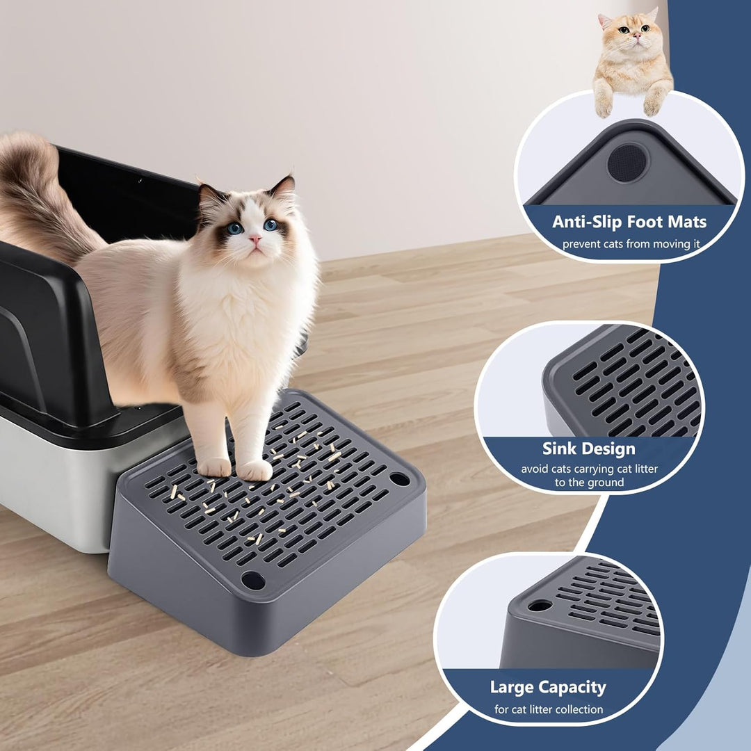Kalolary Katzenrampe für Katzentoiletten, Katzen Trethocker mit Filterfunktion Leicht zu Reinigende