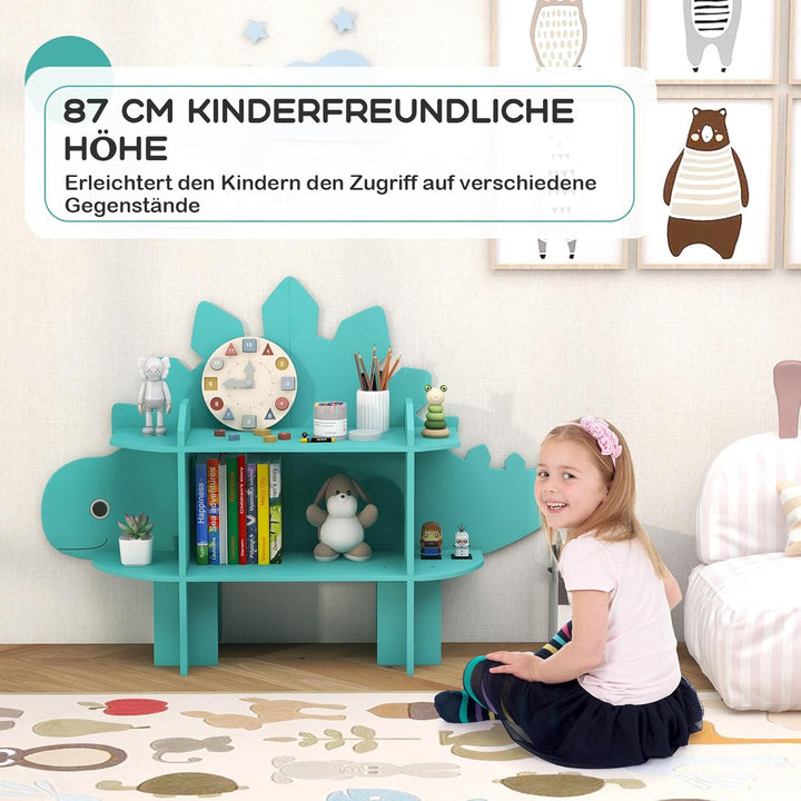 COSTWAY Kinderregal 2 Ebenen, Spielzeugregal Holz mit offenen Regalen, Niedliches Bücherregal Kinder