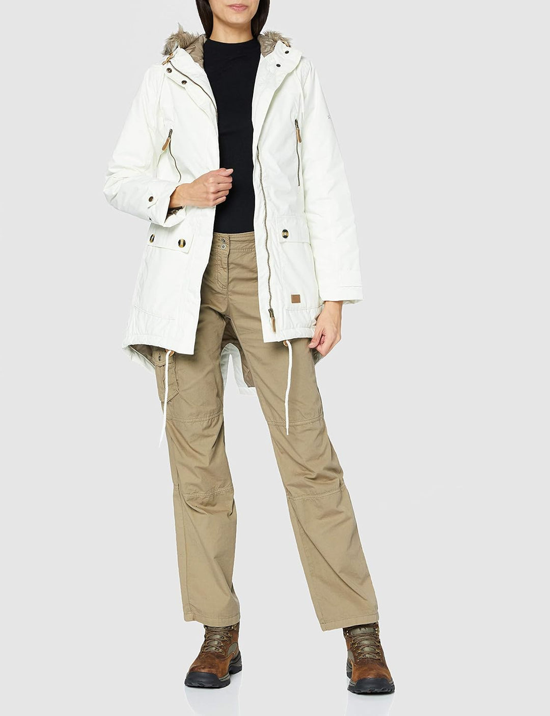 Trespass Clea, Wasserdichte Jacke mit Einrollbarer Kapuze für Damen XXS Ghost, XXS Ghost