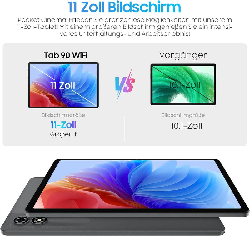 Blackview Tab90 WiFi Android 14 Tablet 11 Zoll,12GB RAM 128GB Speicherplatz(2TB TF),Grosses Display