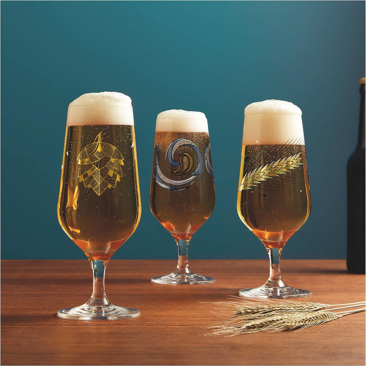 Ritzenhoff 3471001 Bierglas 300 ml – 2er Set – Serie Brauchzeit, Motiv Nr. 1 – Hopfen, mehrfarbig –