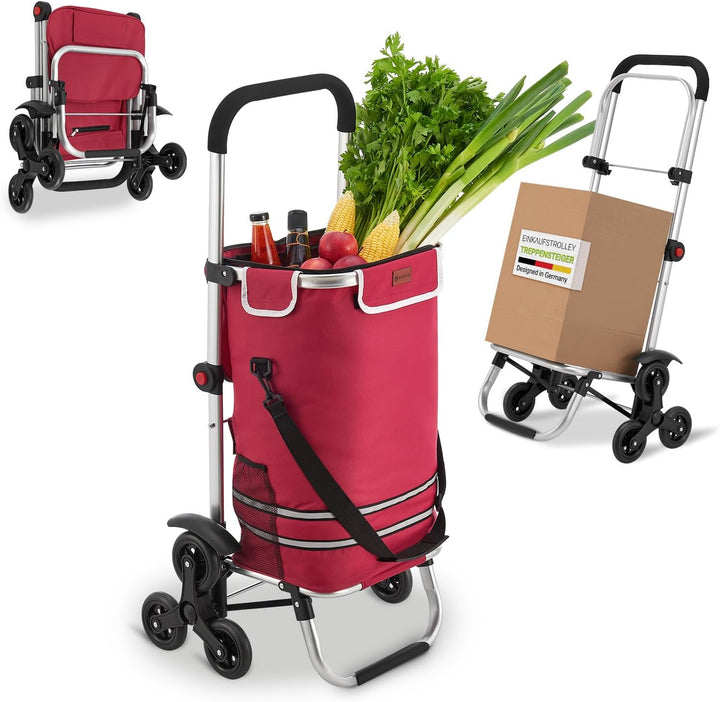 Juskys 3in1 Einkaufstrolley für Treppen - 56 L, modern & klappbar - Treppensteiger Trolley zum Shopp
