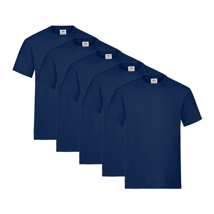 Fruit of the Loom Herren T-Shirt 5er-Pack Heavy Cotton M L XL XXL 3XL Diverse Farbsets S Blau (Navy)
