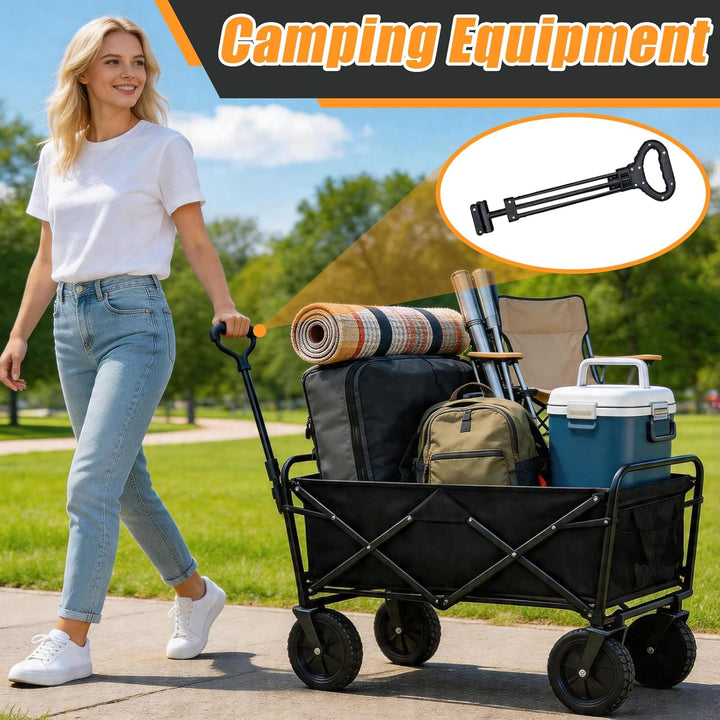 Schiebegriff für Bollerwagen, Klappbarer Wagen-Schiebegriff Einkaufswagengriff 51.5–76.5 cm Verstell