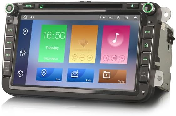 ERISIN 8 Zoll Android 12 Autoradio für VW Passat Caddy Golf Tiguan Bora Seat Skoda GPS-Navi Carplay