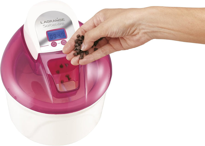 Lagrange 409001 Eismaschine 12 W LCD-Display Behälter 1,5 l himbeere, Himbeere