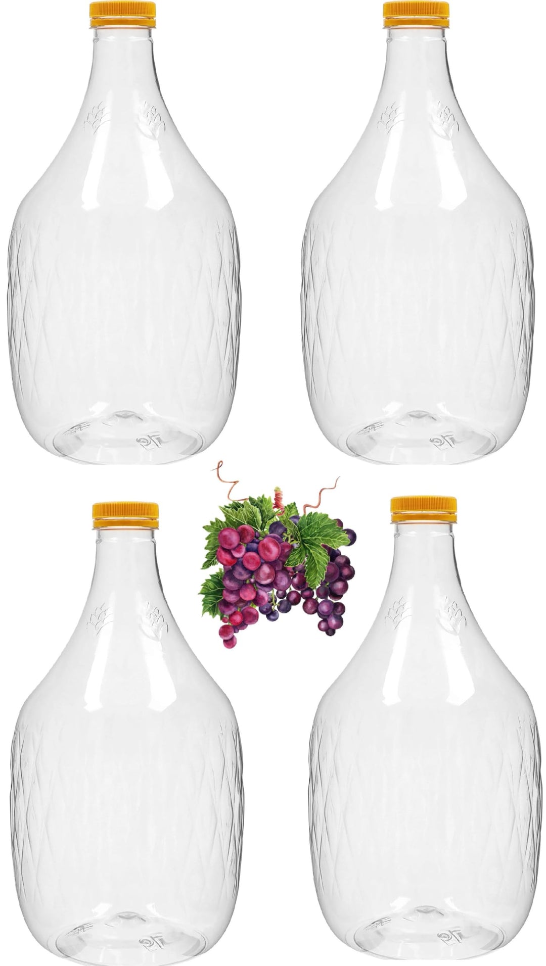 lilawelt24 4X 5L Weinflasche Weinballon aus Kunstoff + Gummistopfen +Gährröhrchen - GÄRBALLON Ballon