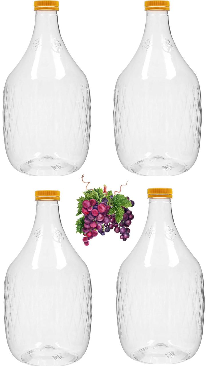 lilawelt24 4X 5L Weinflasche Weinballon aus Kunstoff + Gummistopfen +Gährröhrchen - GÄRBALLON Ballon