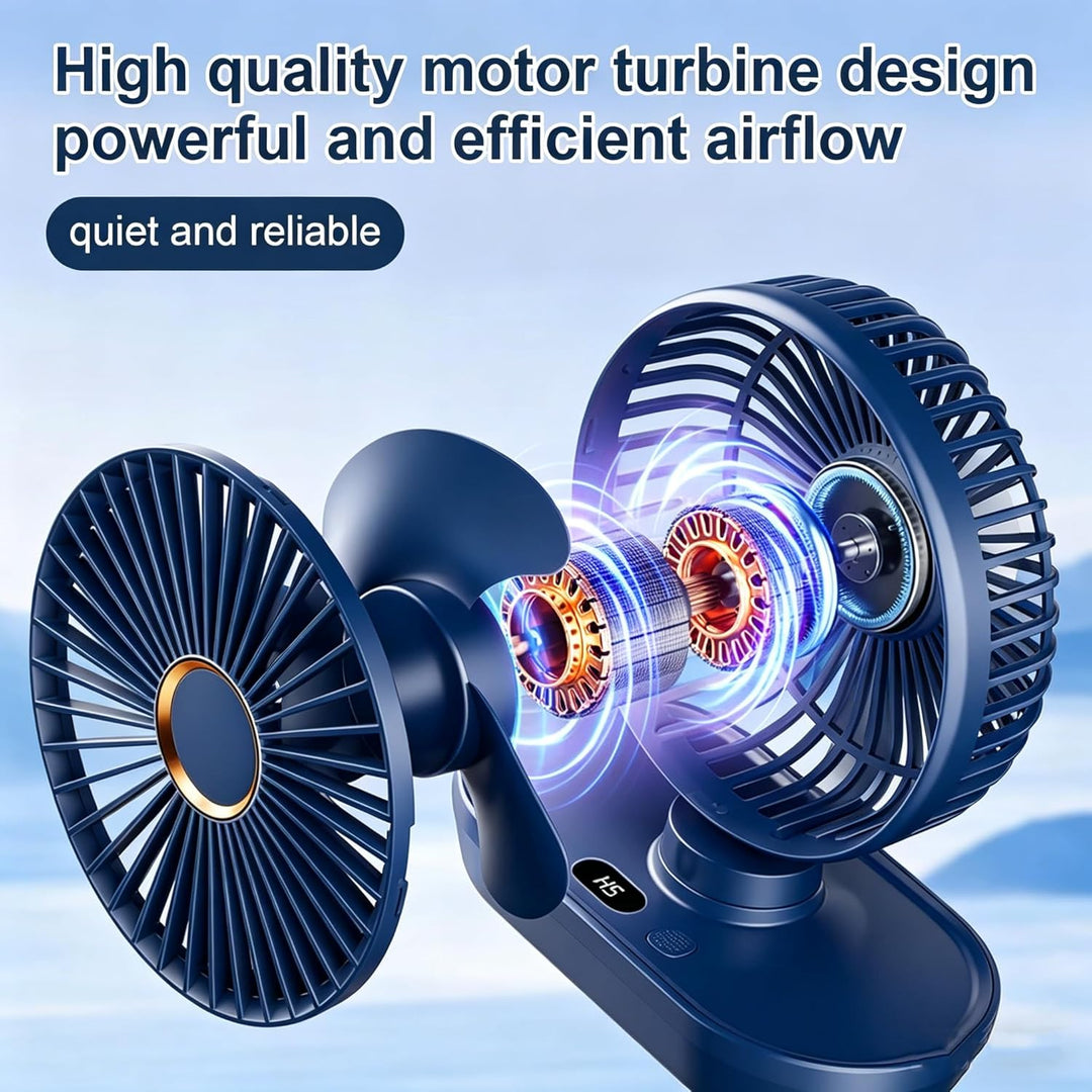 Mini Ventilator Oszillierend Ultra Leise,4000mAh Akku Mini Tischventilator,5 Geschwindigkeiten USB T