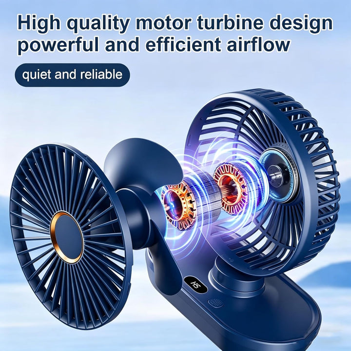 Mini Ventilator Oszillierend Ultra Leise,4000mAh Akku Mini Tischventilator,5 Geschwindigkeiten USB T