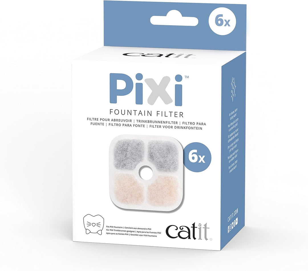 Catit Katzen-Trinkbrunnen Pixi, 2,5L, mintgrün, 1 Stück & 43722 Pixi Ersatzfilter, 6er Pack mintgrün