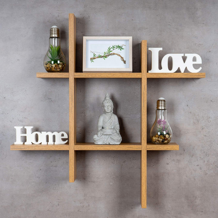 levandeo Hashtag Regal 75x75cm Wandregal Holz Wildeiche Eiche Bücherregal Hängeregal Ablage Steckreg