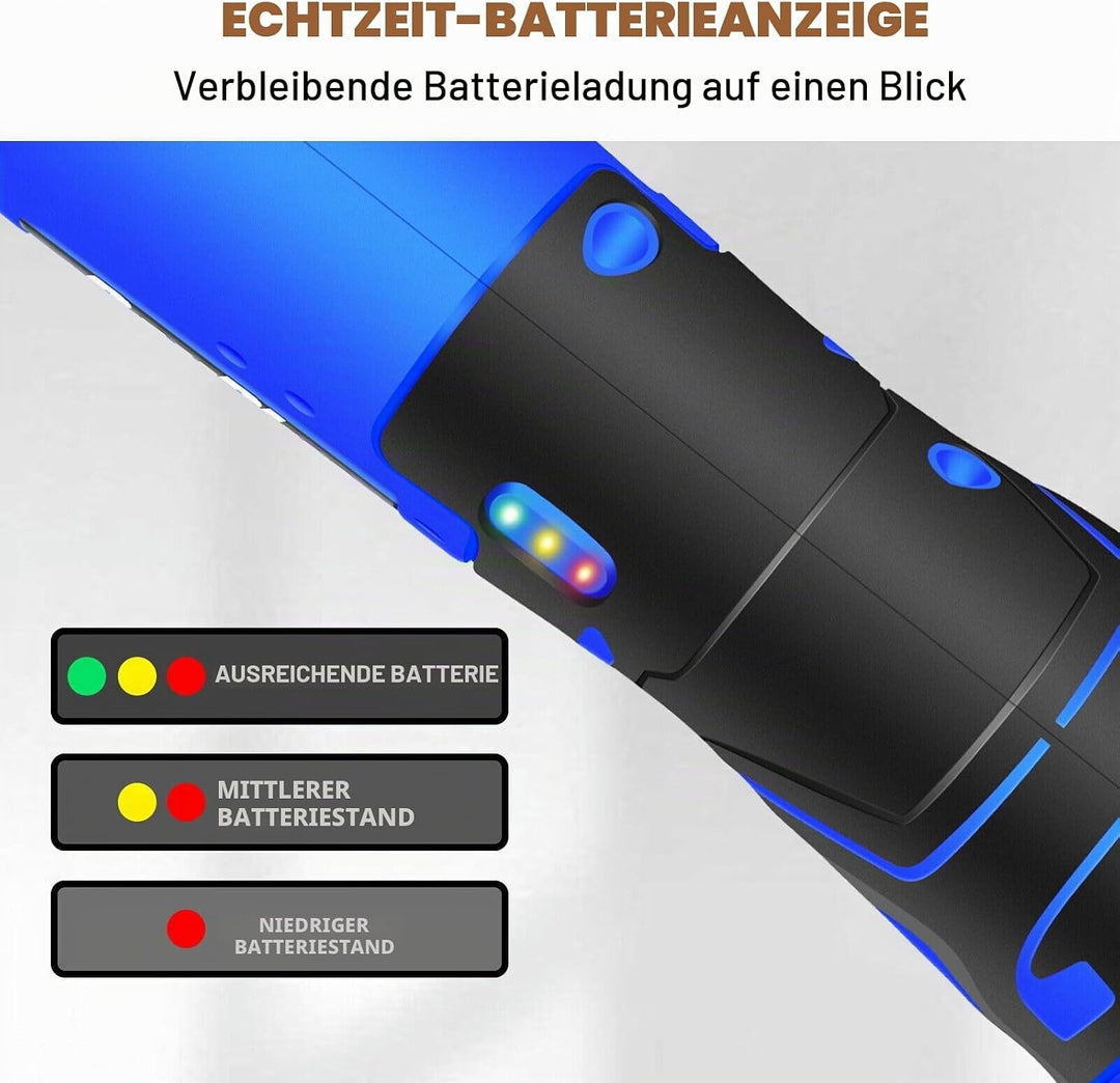 DayPlus 12V Akku-elektrischer Ratschenschlüssel Set mit 2 x 1.5Ah Li-Ionen Batterien und Schnelllade