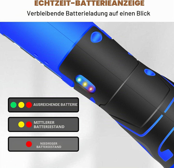 DayPlus 12V Akku-elektrischer Ratschenschlüssel Set mit 2 x 1.5Ah Li-Ionen Batterien und Schnelllade