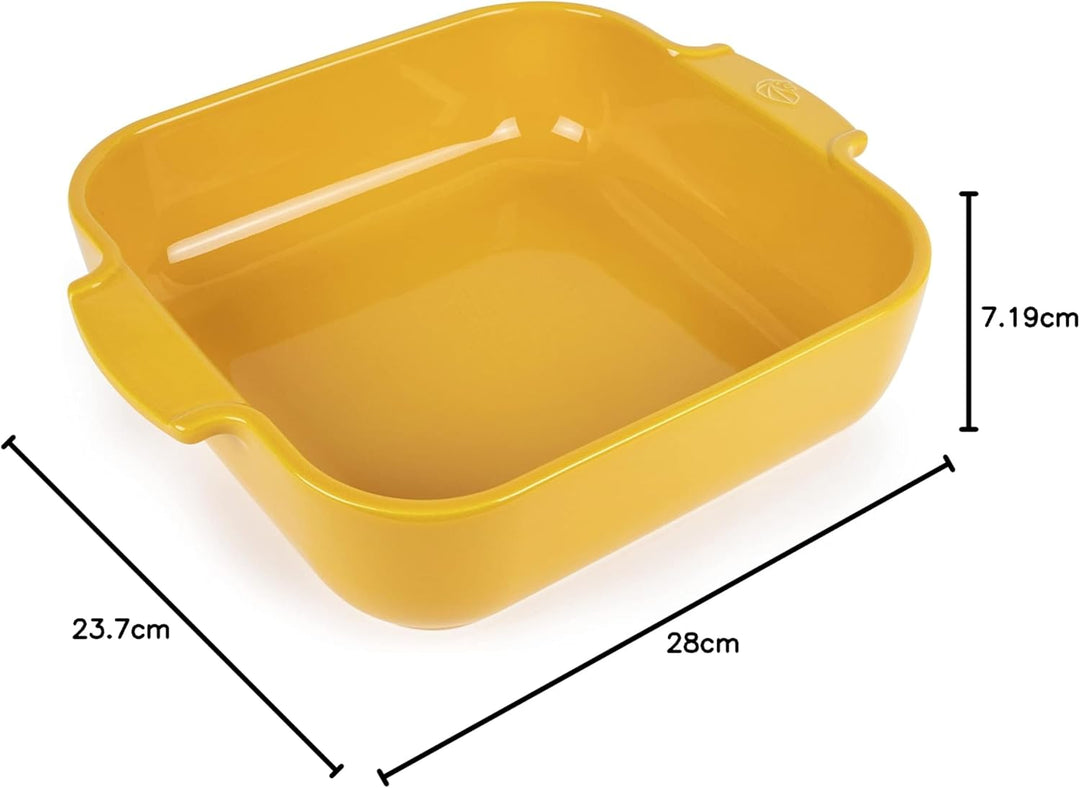 PEUGEOT - Quadratische Auflaufform aus Keramik - 28 cm (inkl. Griffe) x 23,7 cm x 7,2 cm - Fassungsv