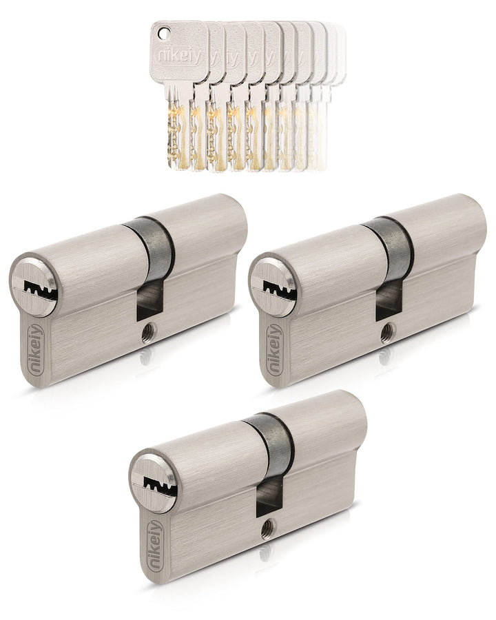 GERCAR Pro 3x Schliesszylinder 35/35 gleichschliessend Set 3 Profilzylinder inkl. 15 Schlüssel - 70