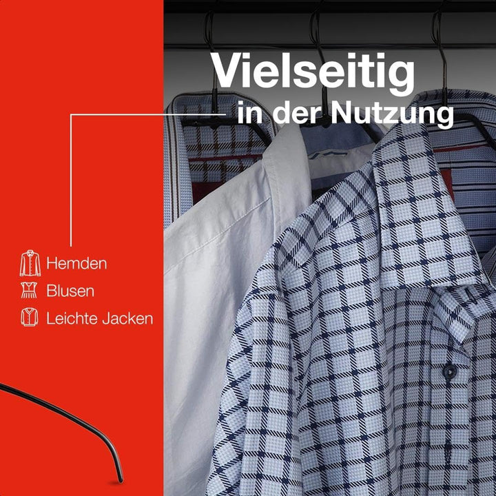 MAWA Kleiderbügel Light, Set mit 50 platzsparenden und rutschfesten Bügeln, ideal für T-Shirts, Tops