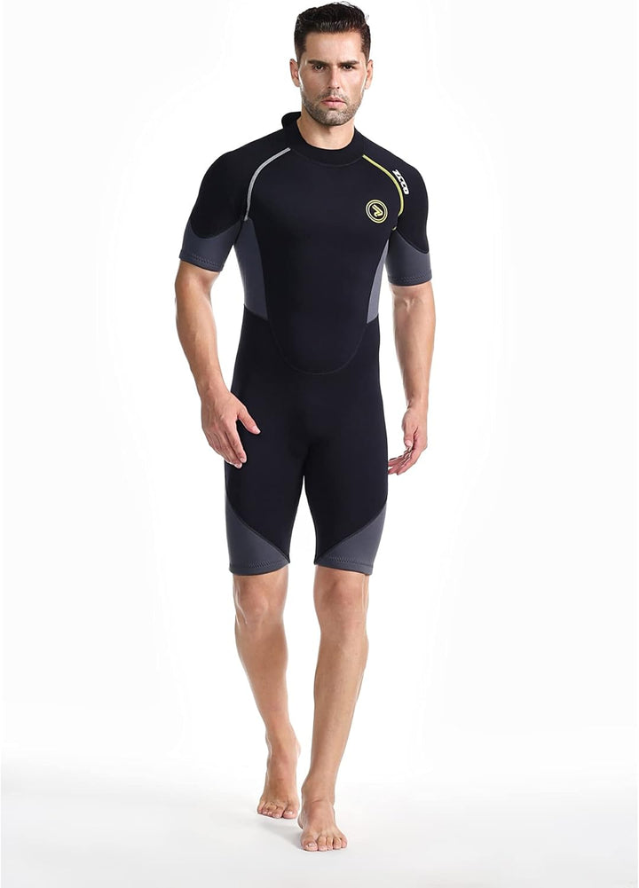 ZCCO Herren Shorty Neoprenanzüge 1,5 mm Premium Neopren-Reissverschluss Kurzarm zum Tauchen, Speerfi