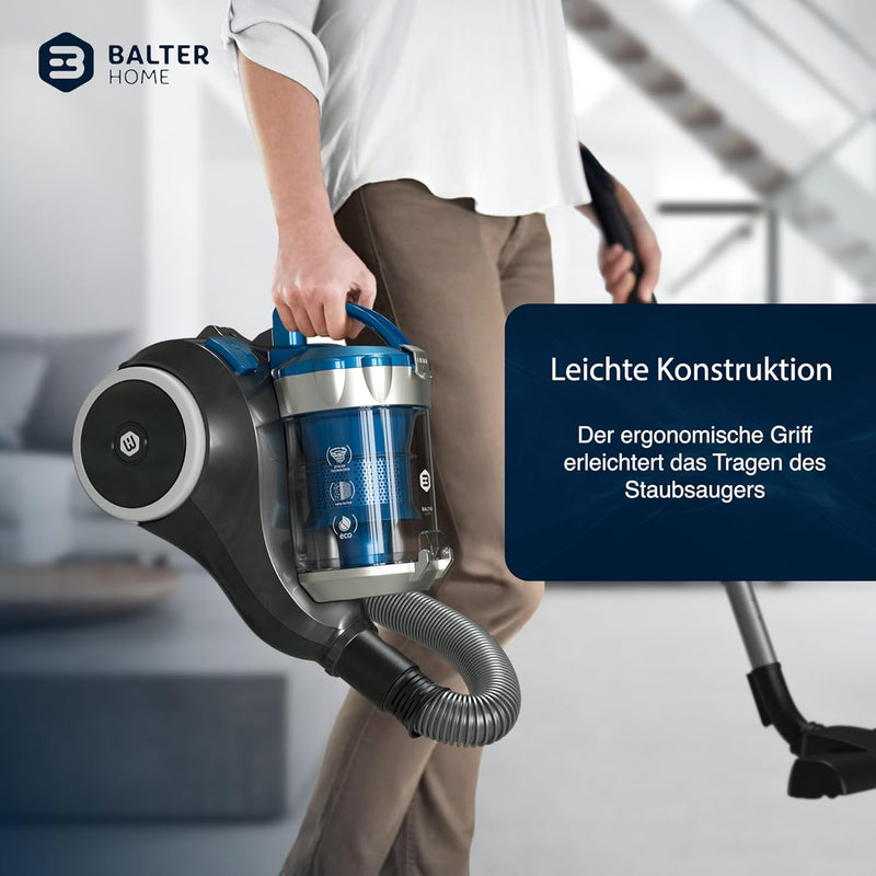 Balter Vento A3 Staubsauger beutellos, 850W hohe Saugleistung, grosse 2L Staubbehälter, Multizyklon,