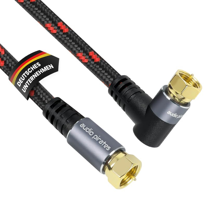 audio pirates RG6 Koaxialkabel – SAT-Kabel mit 90° angewinkeltem F-Stecker – Doppelt geschirmtes Koa