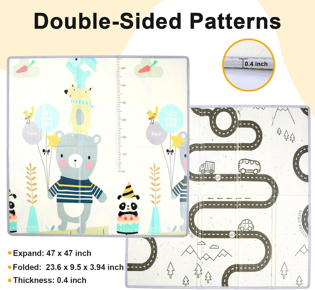 Krabbelmatte Baby Faltbar Spielmatte Baby Faltbar Kindermatte Doppelseitig XPE Matte, Wasserdicht ru