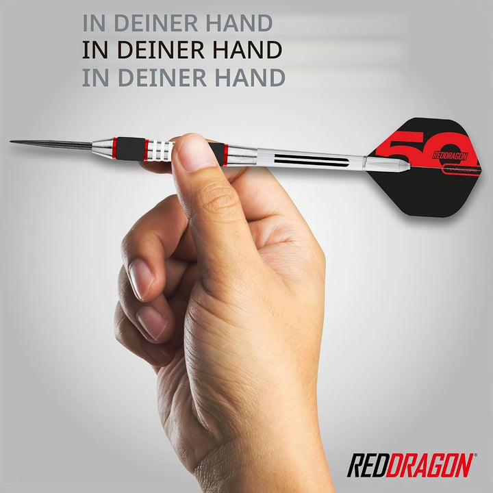 RED DRAGON Evos Steel Tungsten Dartpfeile Profi Steel Darts Set mit Flights, Schäfte and Brieftasche