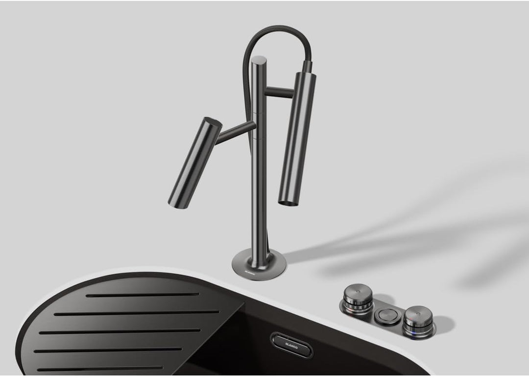 BLANCO CHOICE LUNEOO-S | satin dark steel | stilles, medium, sprudelndes & kochendes Wasser | Auszie