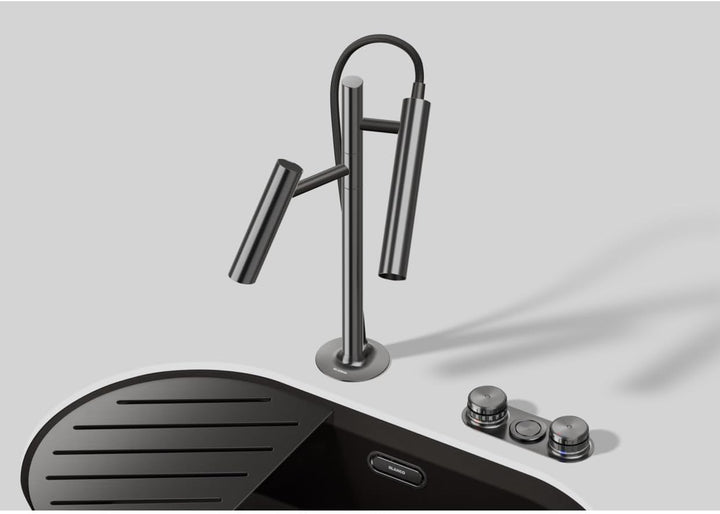 BLANCO CHOICE LUNEOO-S | satin dark steel | stilles, medium, sprudelndes & kochendes Wasser | Auszie