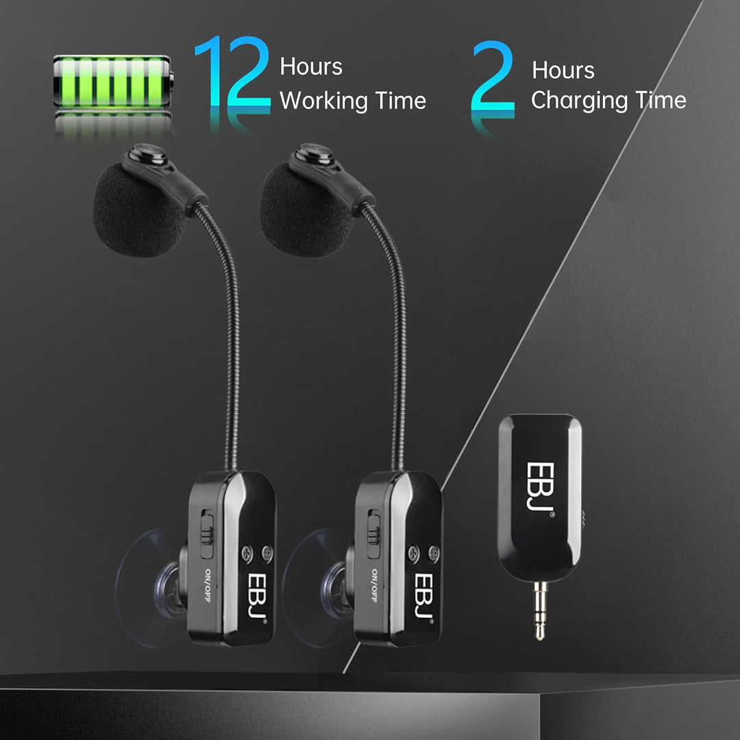 EBJ 2,4 G Instrumenten-Mikrofonempfänger mit abnehmbarem Saugnapf für Gitarre, Violine, Cello, Akkor